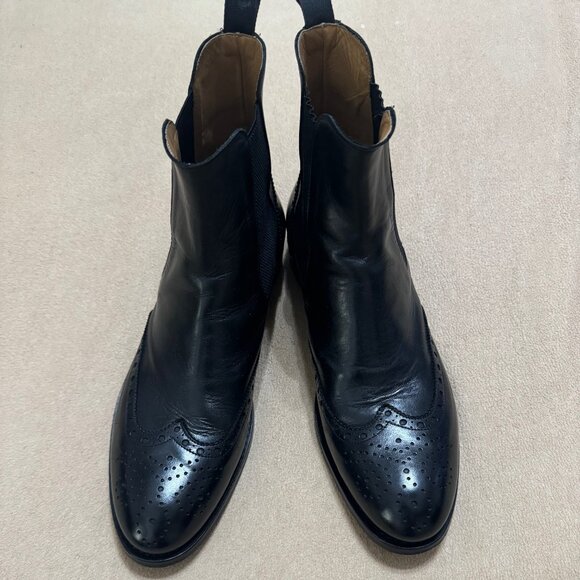 MENS BLACK WALL & WATER LEATHER CHELSEA BOOTS SIZE 12M